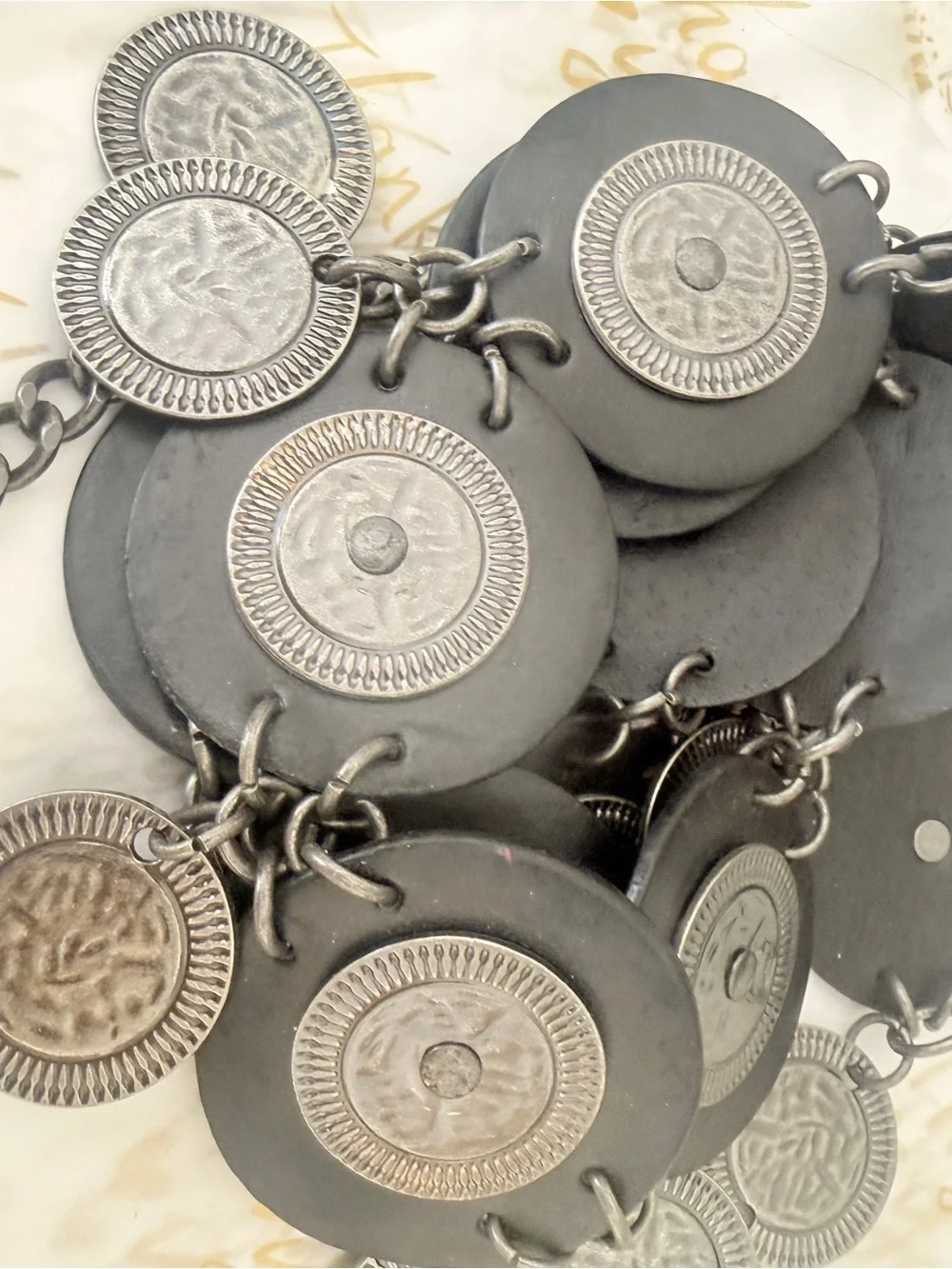 Decorative Coin Chain Womans Belt - Black